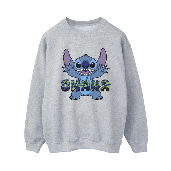 Disney Dam/Tjej Lilo And Stitch Ohana Blå Glitch Sweatshirt