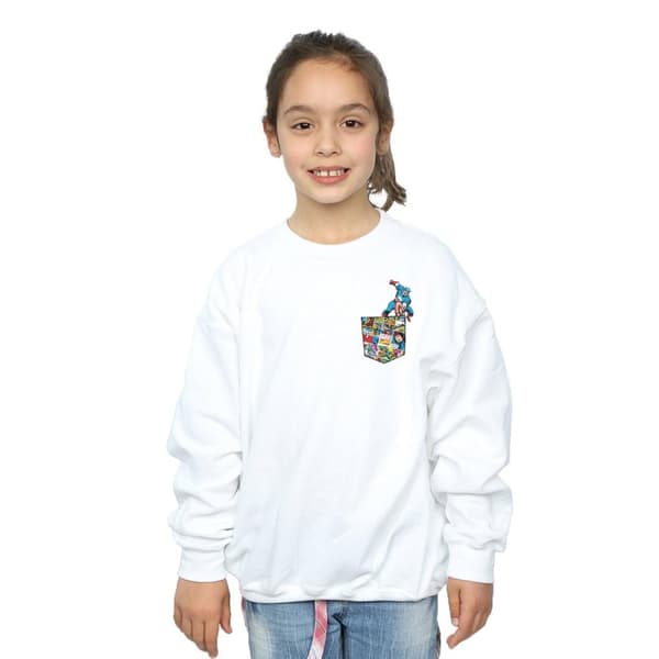 Marvel Sweatshirt med fuskficka med Captain America för flickor