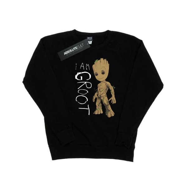 Marvel Womens/Ladies Guardians Of The Galaxy I Am Groot Scribbles Sweatshirt Black M