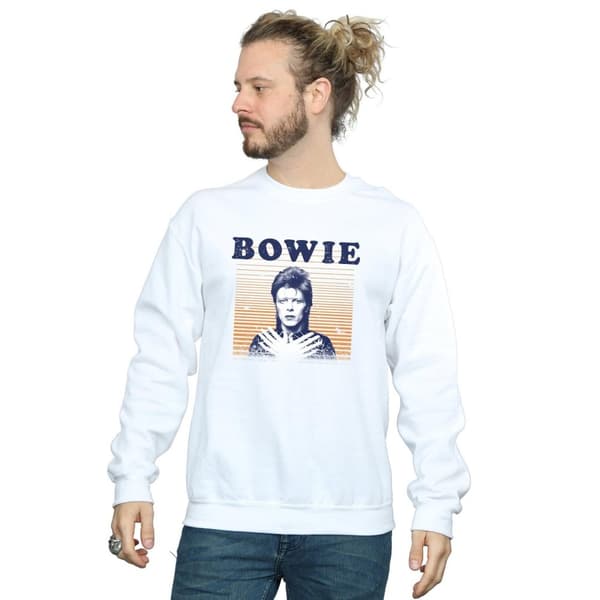 David Bowie Mens Orange Stripes Sweatshirt