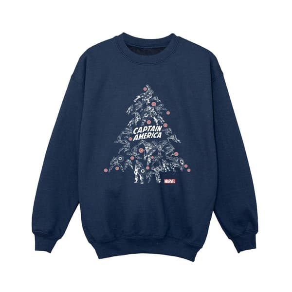Marvel Sweatshirt med julgran från Captain America för pojkar Navy Blue 12-13 Years