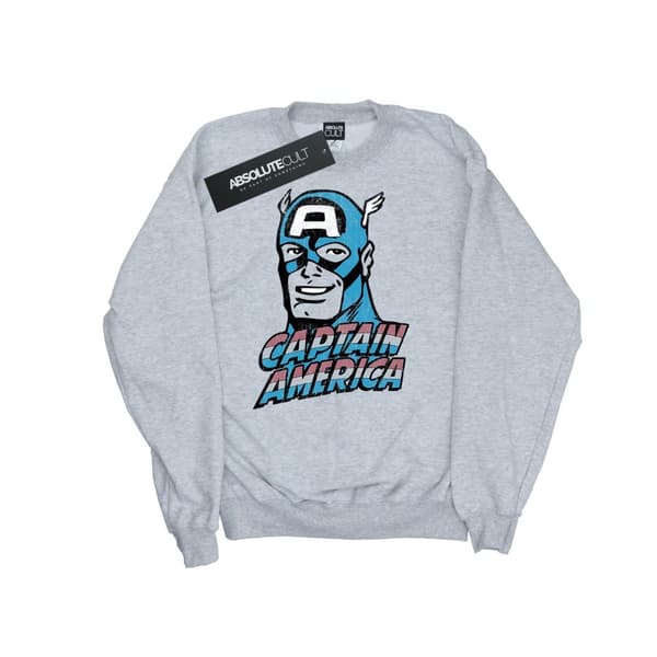 Marvel Girls Captain America Distressed Sweatshirt Sports Grey 12-13 Years