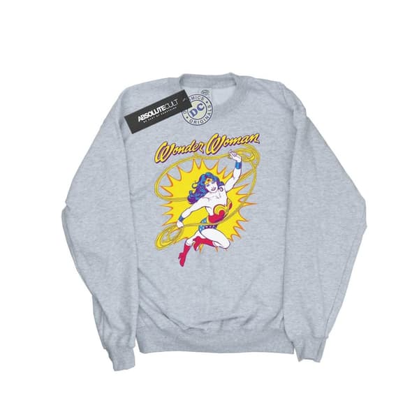 DC Comics Mens Wonder Woman Leap Sweatshirt Sports Grey M