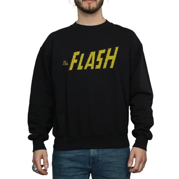 DC Comics Mens Flash Crackle Logo Sweatshirt