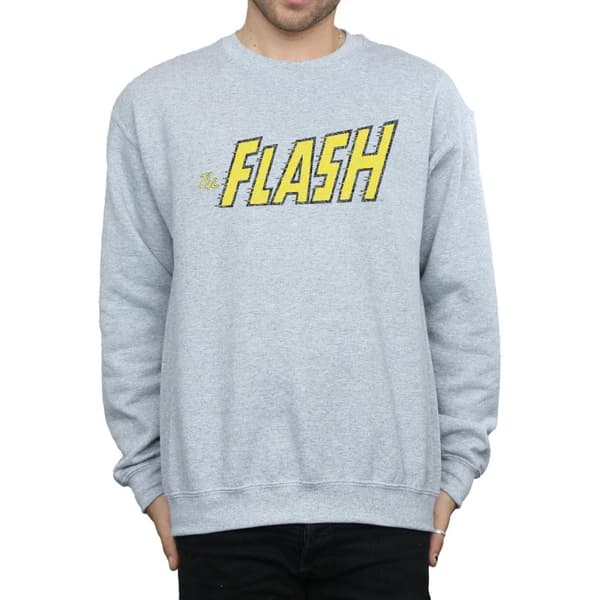 DC Comics Mens Flash Crackle Logo Sweatshirt