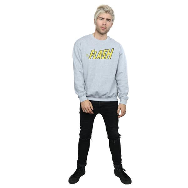DC Comics Mens Flash Crackle Logo Sweatshirt