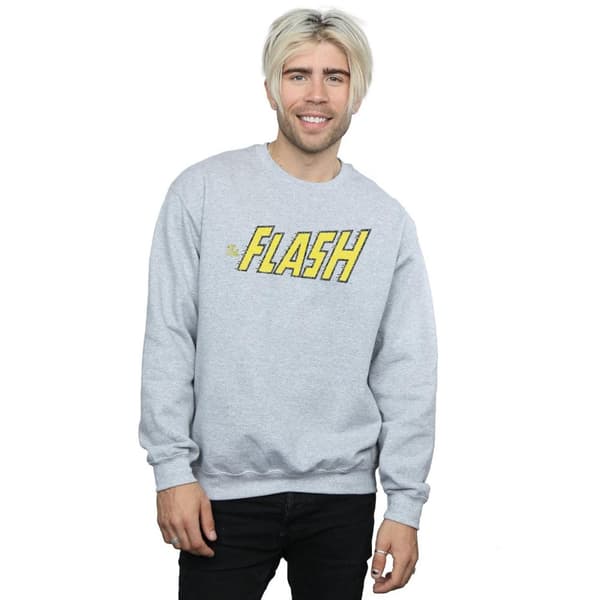 DC Comics Mens Flash Crackle Logo Sweatshirt
