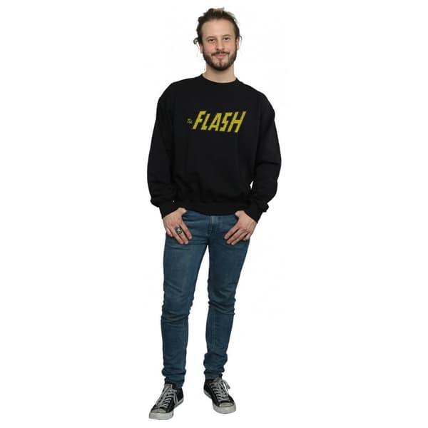 DC Comics Mens Flash Crackle Logo Sweatshirt