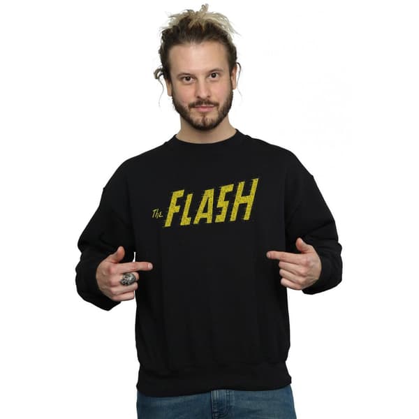 DC Comics Mens Flash Crackle Logo Sweatshirt