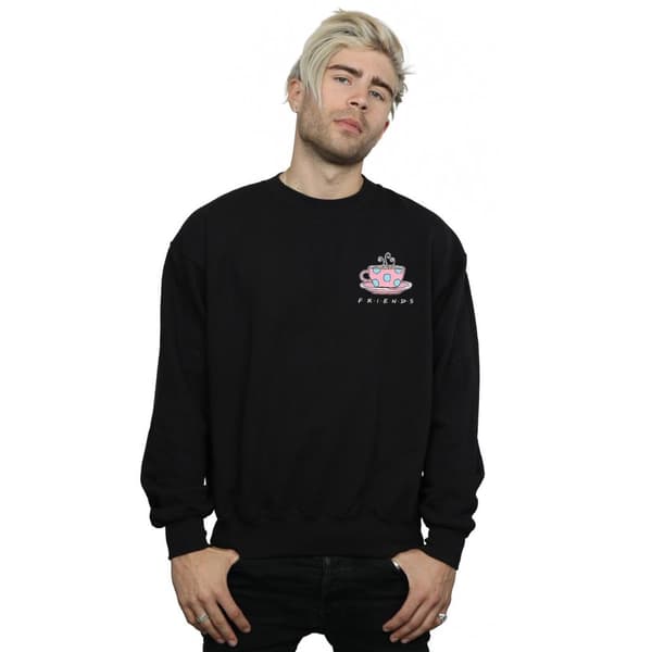 Friends Mens Coffee Cup Breast Print Sweatshirt