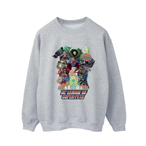 DC Comics Mens DC Comics DC League Of Super-Pets Super Powered Pack Sweatshirt Sports Grey L