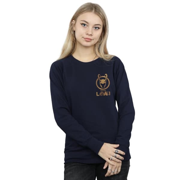 Marvel Womens/Ladies Loki Horn Logo Faux Pocket Sweatshirt