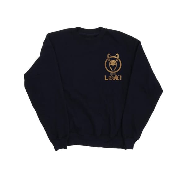 Marvel Womens/Ladies Loki Horn Logo Faux Pocket Sweatshirt