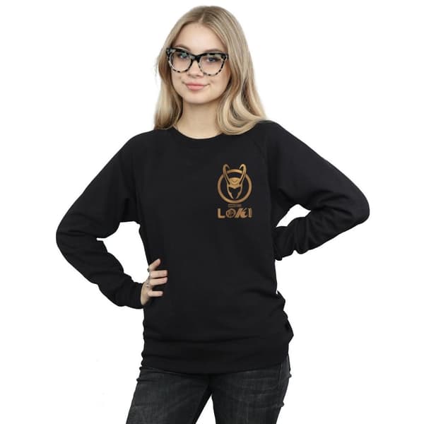 Marvel Womens/Ladies Loki Horn Logo Faux Pocket Sweatshirt
