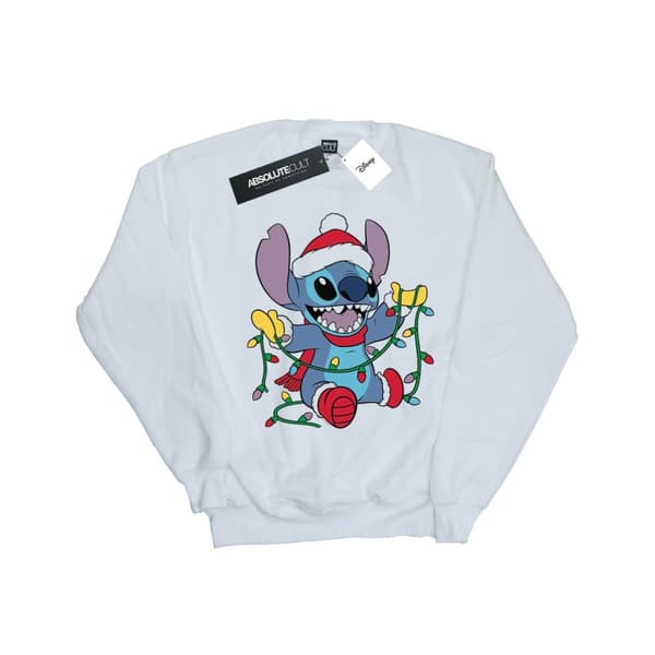 Disney Lilo And Stitch - Sweatshirt med julbelysning för pojkar White 7-8 Years