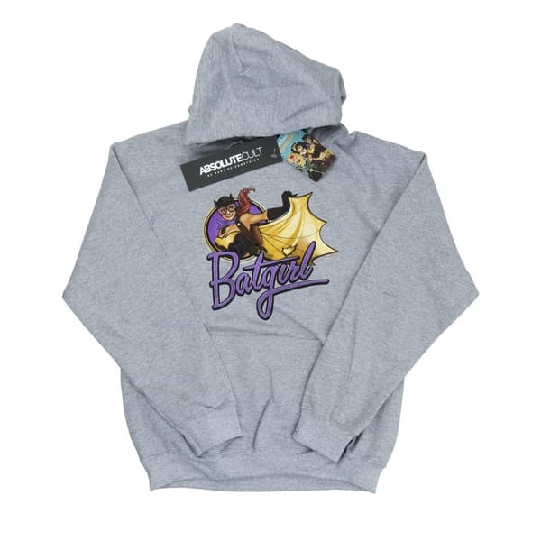 DC Comics Mens DC Bombshells Batgirl Badge Hoodie Heather Grey 3XL