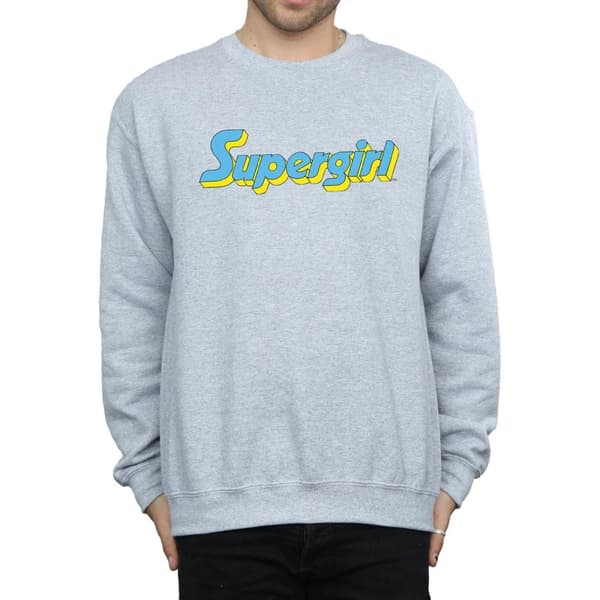 DC Comics Mens Supergirl Text Logo Sweatshirt