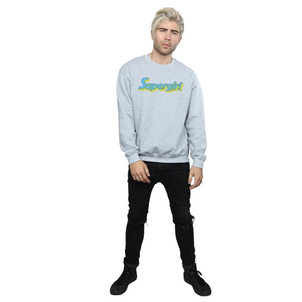 DC Comics Mens Supergirl Text Logo Sweatshirt