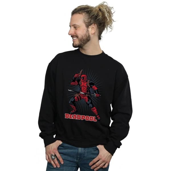 Marvel Mens Deadpool Gun Sword Burst Sweatshirt
