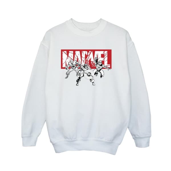Marvel Boys Comics Hero Group Sweatshirt White 3-4 Years