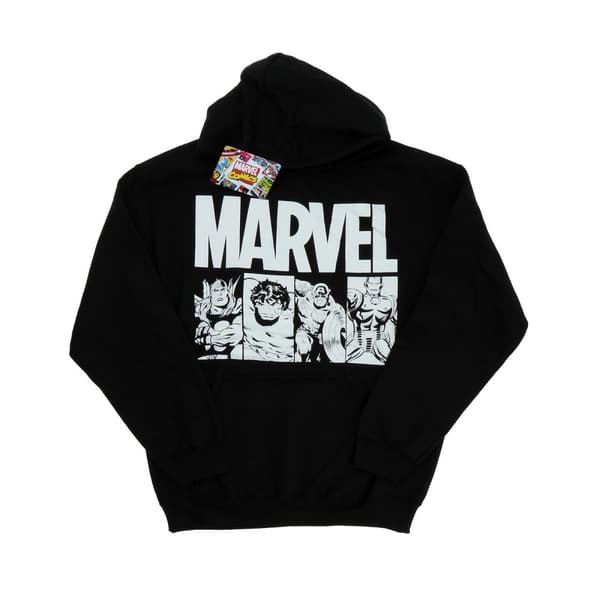 Marvel Mens Comics Action Tiles huvtröja Black XXL