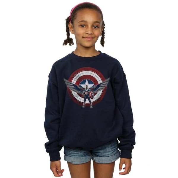 Marvel Girls Falcon And The Winter Soldier Captain America Sköld Pose Sweatshirt