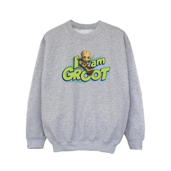 Marvel Girls Guardians Of The Galaxy I Am Groot Jumping Sweatshirt Sports Grey 9-11 Years