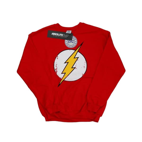DC Comics Mens Flash Distressed Logo Sweatshirt