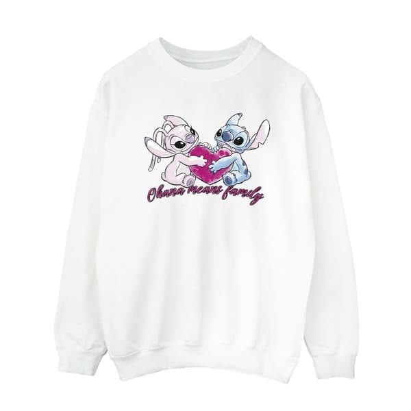 Disney Lilo And Stitch Ohana Heart With Angel - Sweatshirt för kvinnor/damer