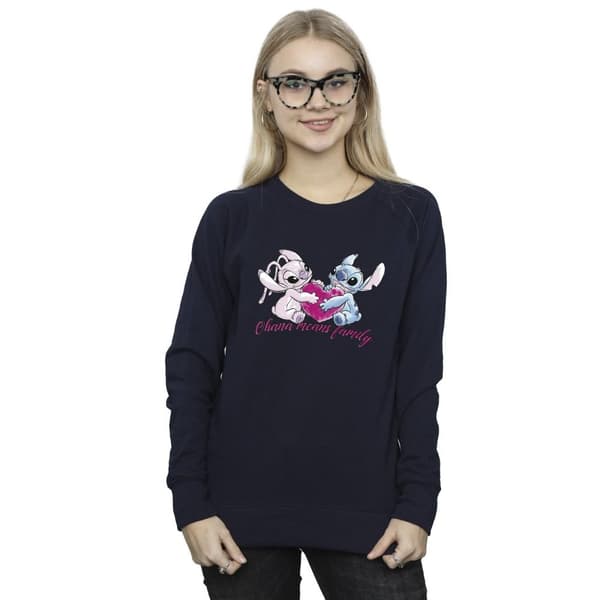 Disney Lilo And Stitch Ohana Heart With Angel - Sweatshirt för kvinnor/damer