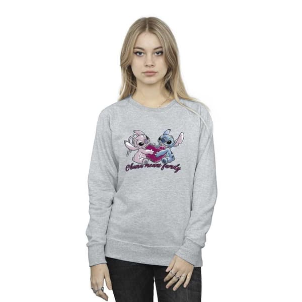 Disney Lilo And Stitch Ohana Heart With Angel - Sweatshirt för kvinnor/damer