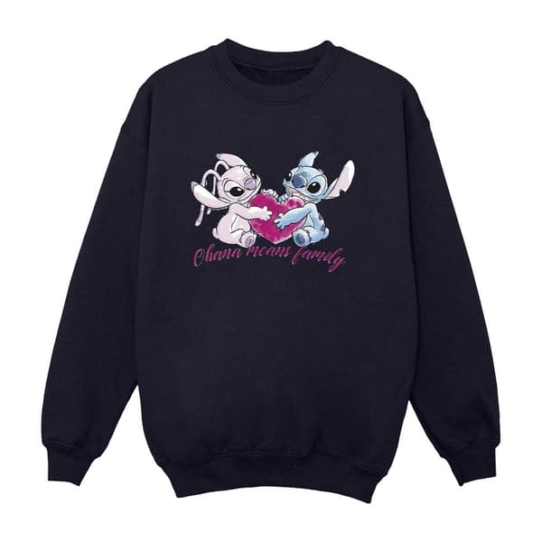 Disney Lilo And Stitch Ohana Heart With Angel - Sweatshirt för kvinnor/damer Navy Blue XXL