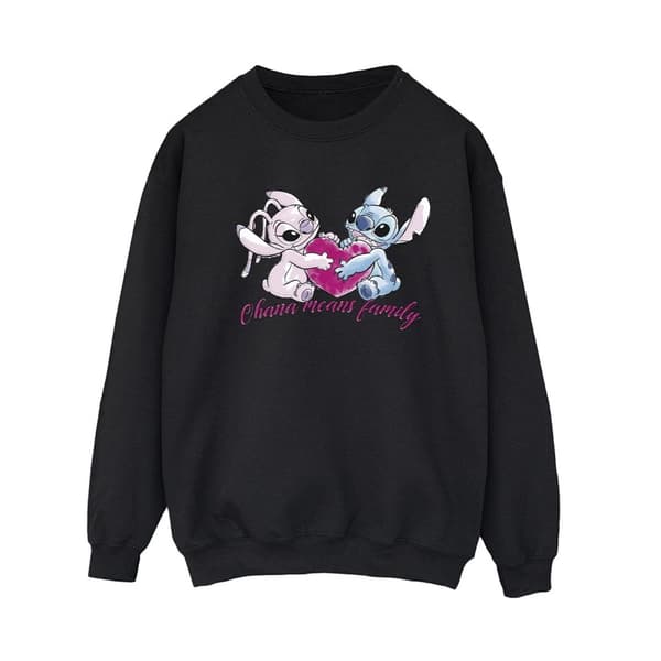 Disney Lilo And Stitch Ohana Heart With Angel - Sweatshirt för kvinnor/damer