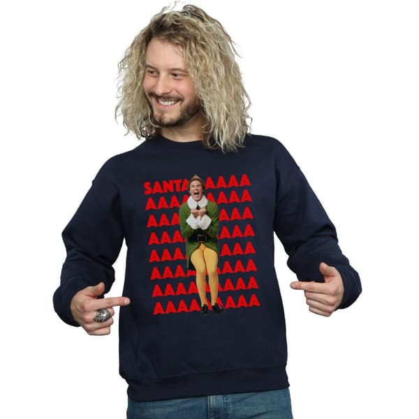 Elf Mens Buddy Santa Scream Sweatshirt