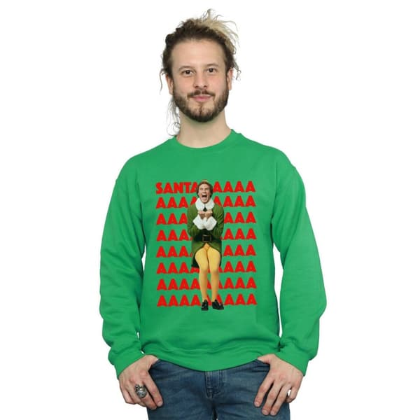 Elf Mens Buddy Santa Scream Sweatshirt