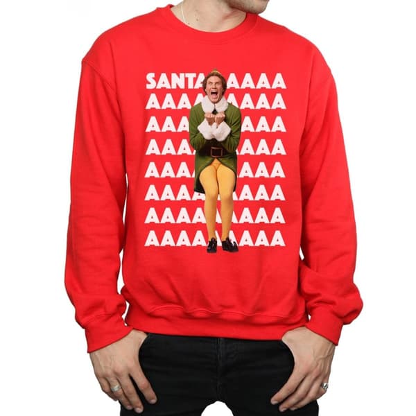 Elf Mens Buddy Santa Scream Sweatshirt