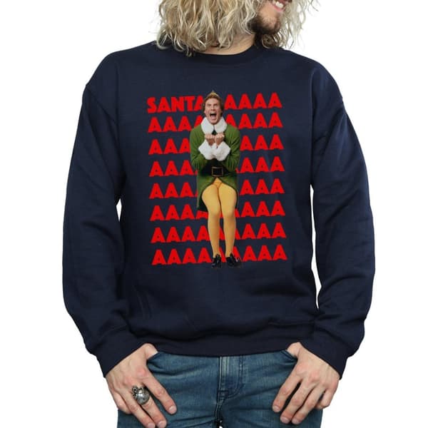 Elf Mens Buddy Santa Scream Sweatshirt