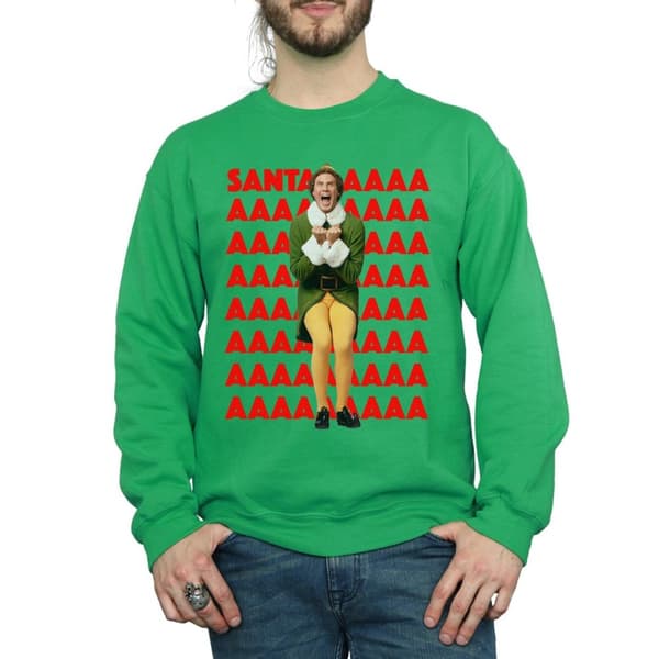 Elf Mens Buddy Santa Scream Sweatshirt