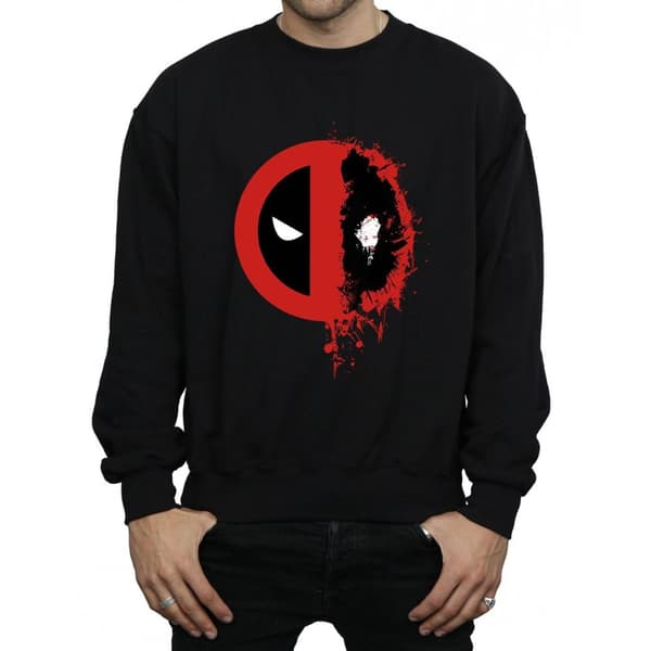Marvel Mens Deadpool Split Splat Logo Sweatshirt