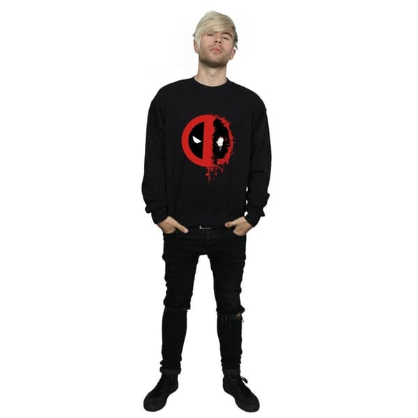 Marvel Mens Deadpool Split Splat Logo Sweatshirt