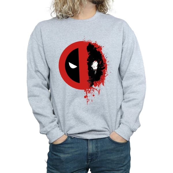 Marvel Mens Deadpool Split Splat Logo Sweatshirt