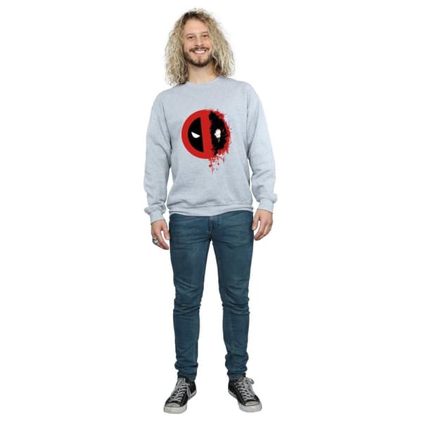 Marvel Mens Deadpool Split Splat Logo Sweatshirt