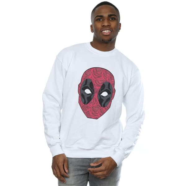 Marvel Mens Deadpool Head Of Roses Sweatshirt