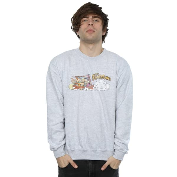 The Flintstones Mens Family Car Distressed Sweatshirt