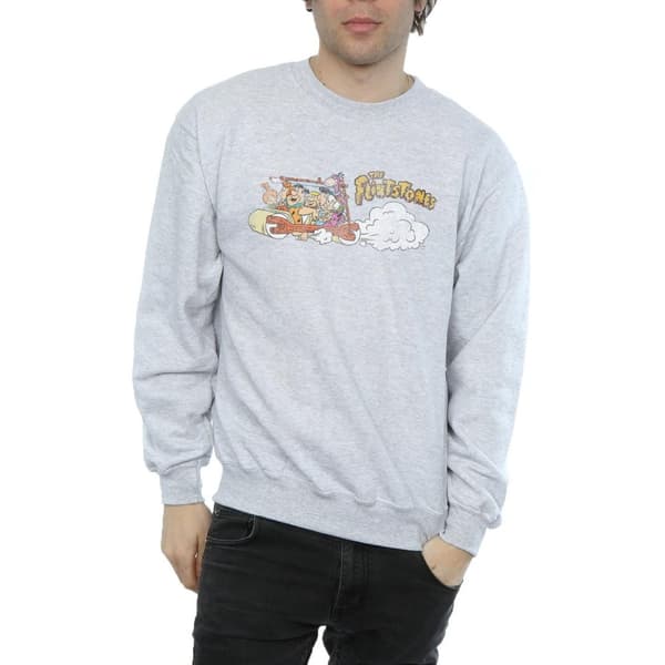 The Flintstones Mens Family Car Distressed Sweatshirt