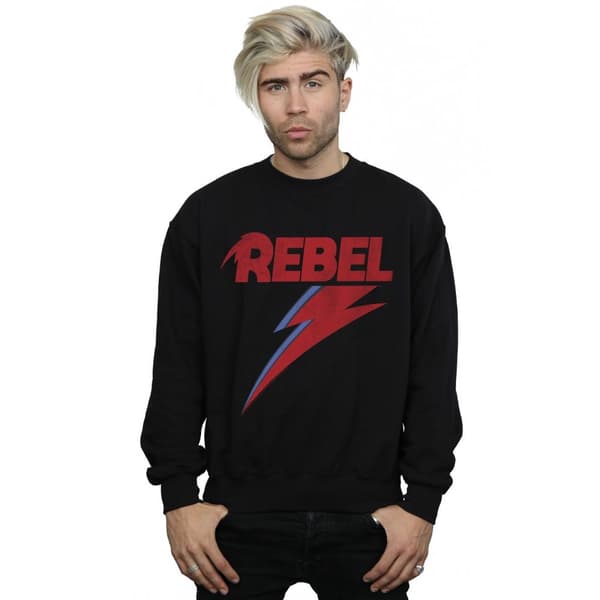 David Bowie Sweatshirt "Rebel" med tryck för herrar
