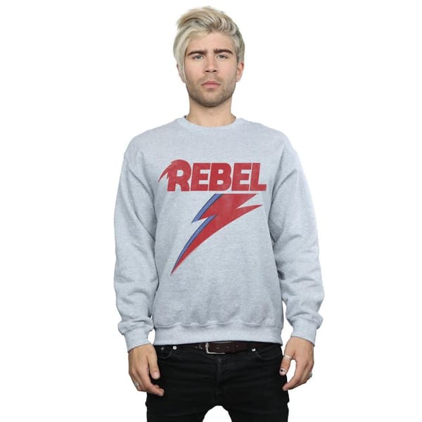David Bowie Sweatshirt "Rebel" med tryck för herrar