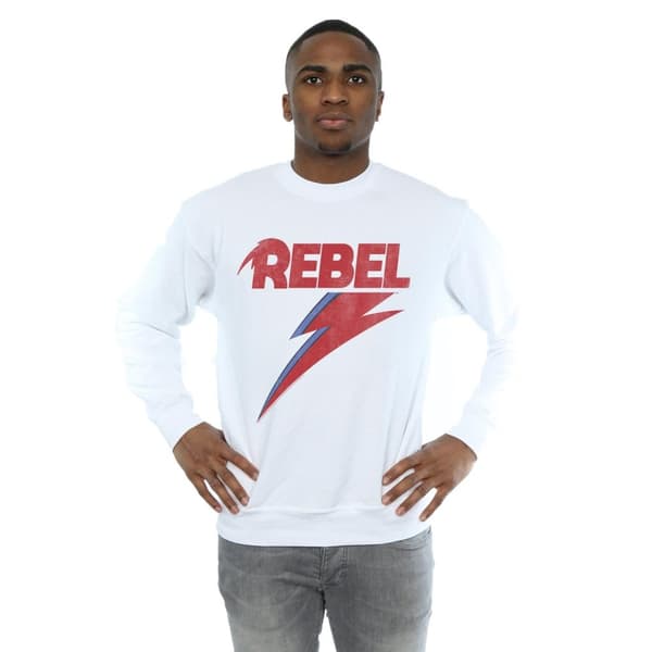 David Bowie Sweatshirt "Rebel" med tryck för herrar