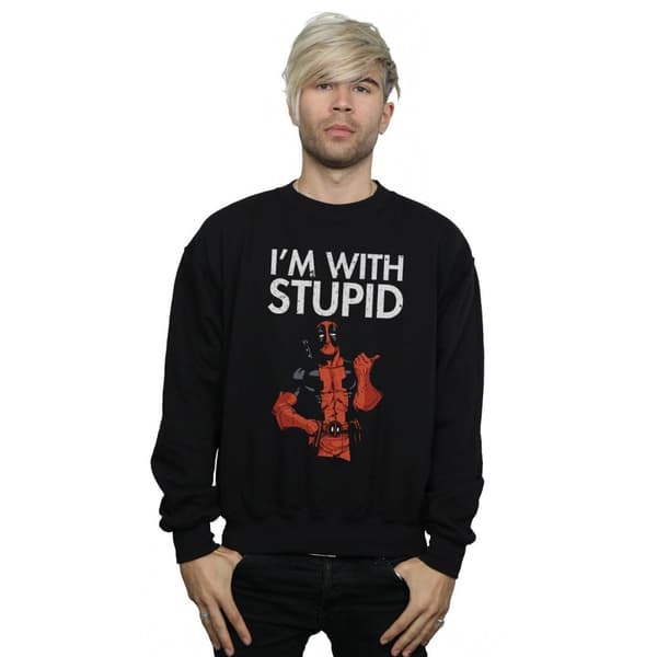 Marvel Mens Deadpool I´m With Stupid Sweatshirt