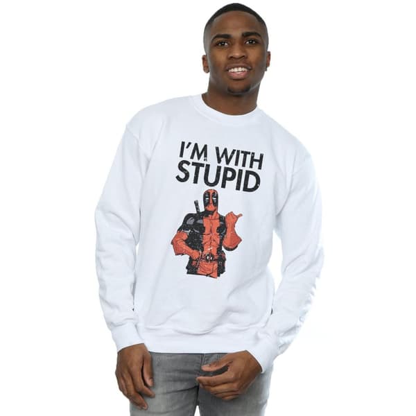 Marvel Mens Deadpool I´m With Stupid Sweatshirt